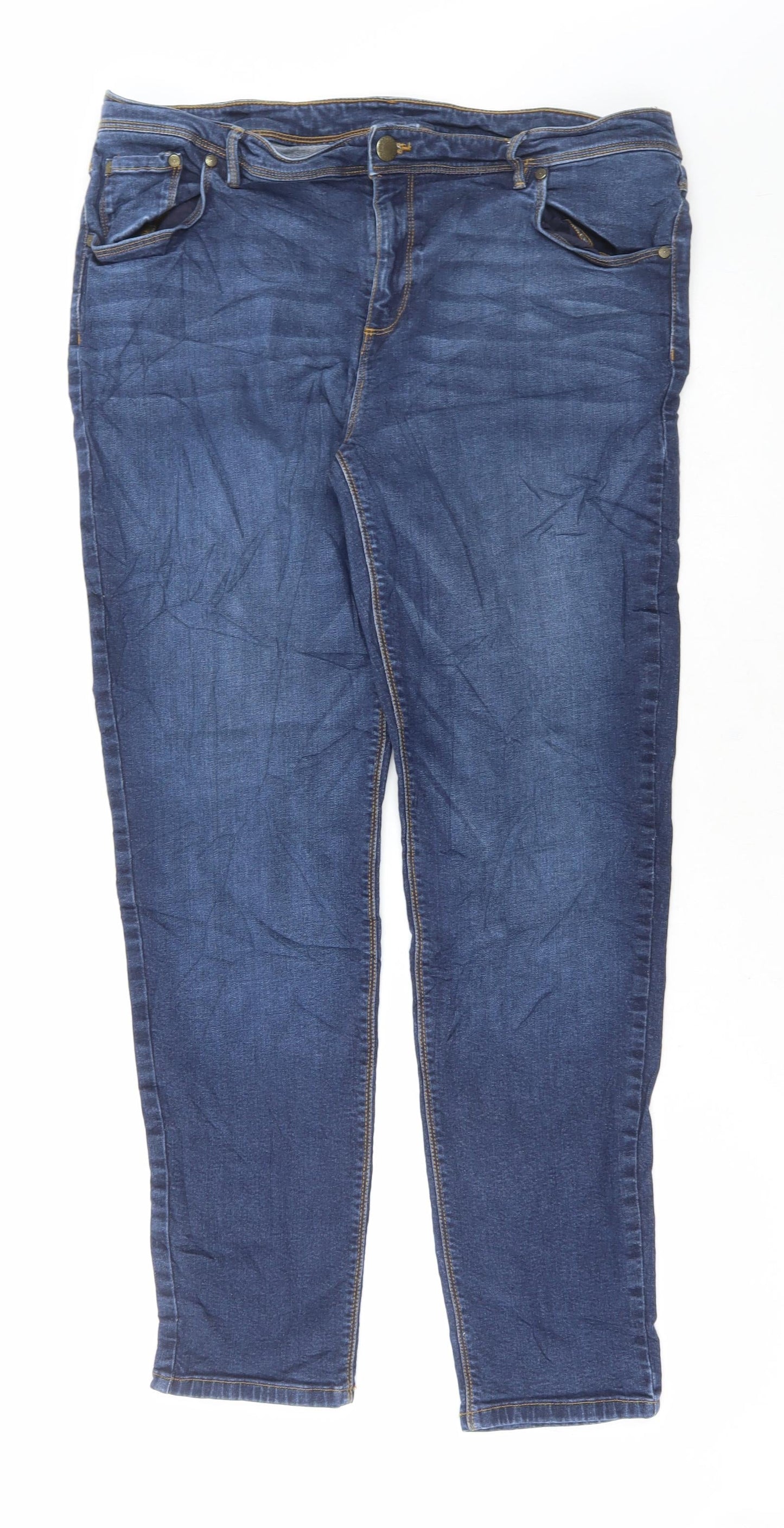 Preworn Womens Blue Cotton Skinny Jeans Size 36 in L29 in Regular Button