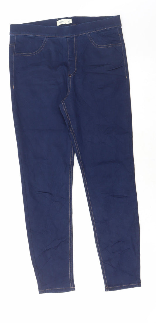 Preloved Marks and Spencer Womens Blue Cotton Jegging Jeans Size 12 L27 in Regular - Front