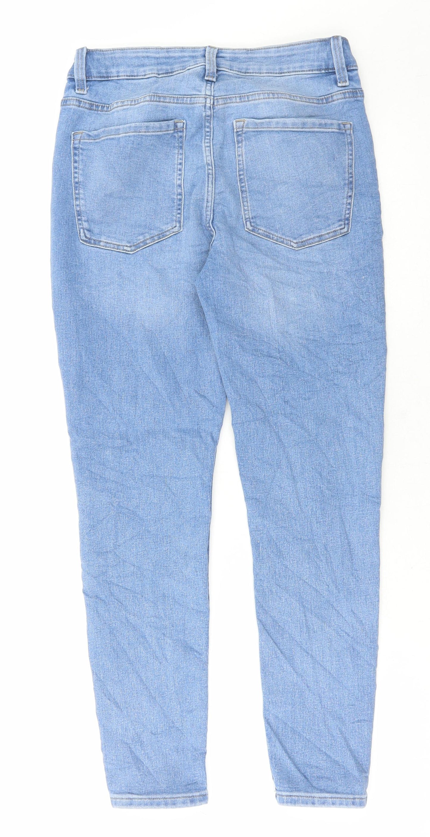 Marks and Spencer Womens Blue Cotton Skinny Jeans Size 28 in L27 in Regular Button