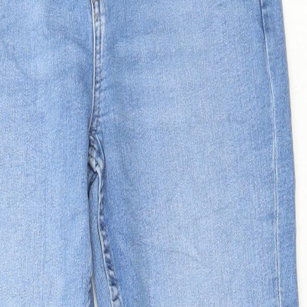 Marks and Spencer Womens Blue Cotton Skinny Jeans Size 28 in L27 in Regular Button