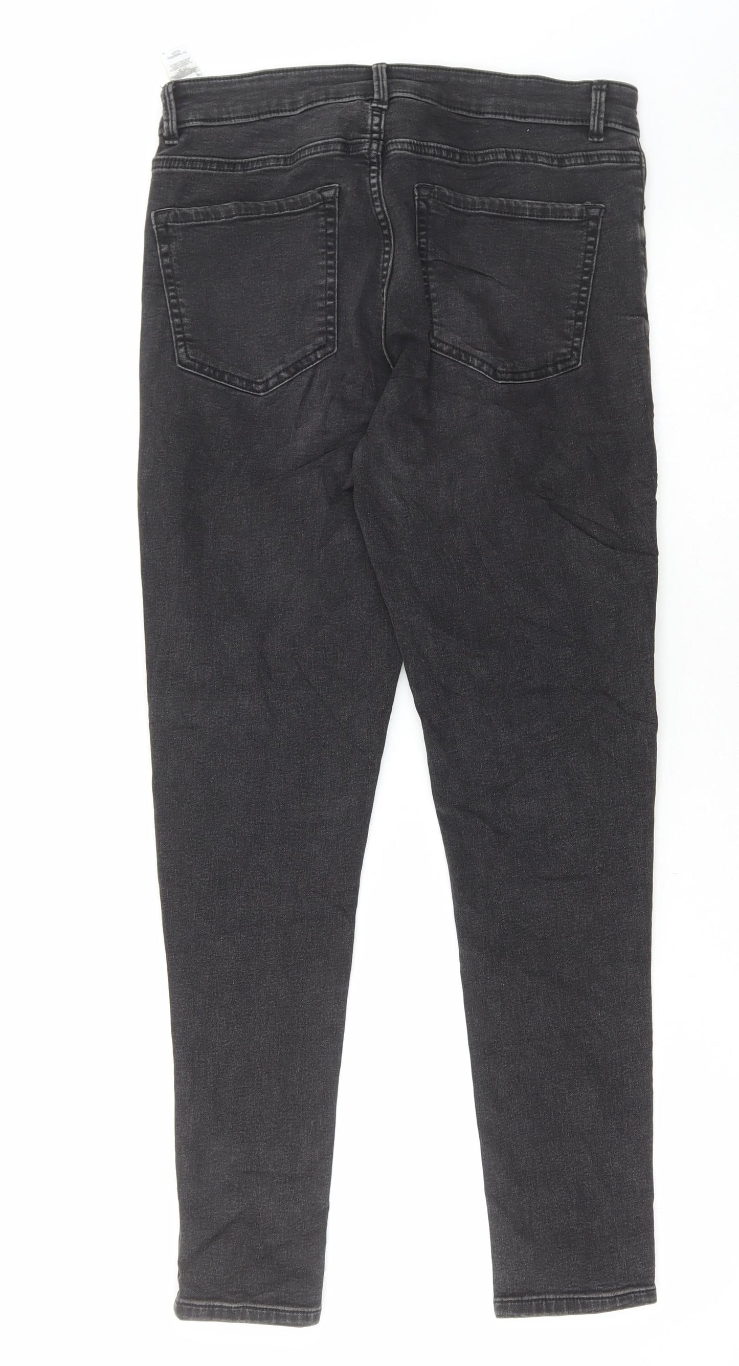 Marks and Spencer Womens Grey Cotton Skinny Jeans Size 12 L27 in Regular Button