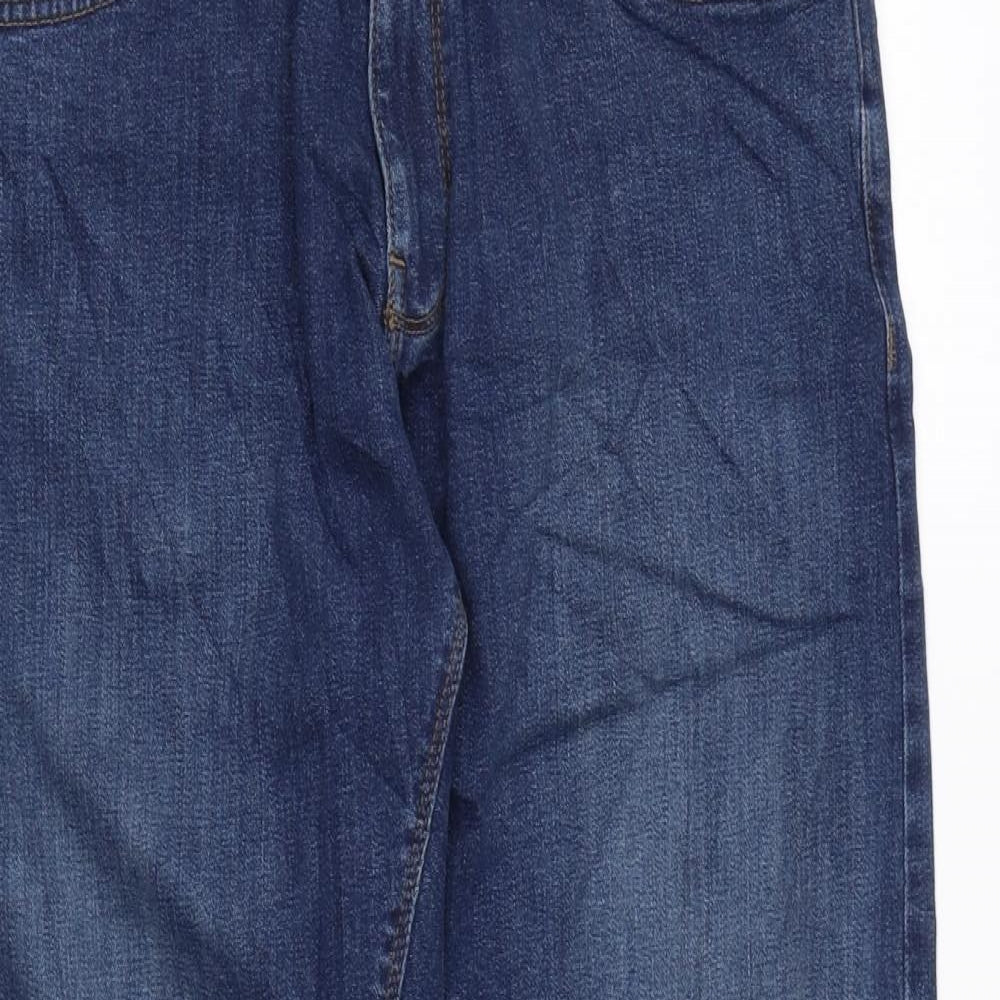 Marks and Spencer Womens Blue Cotton Straight Jeans Size 34 in L29 in Regular Zip