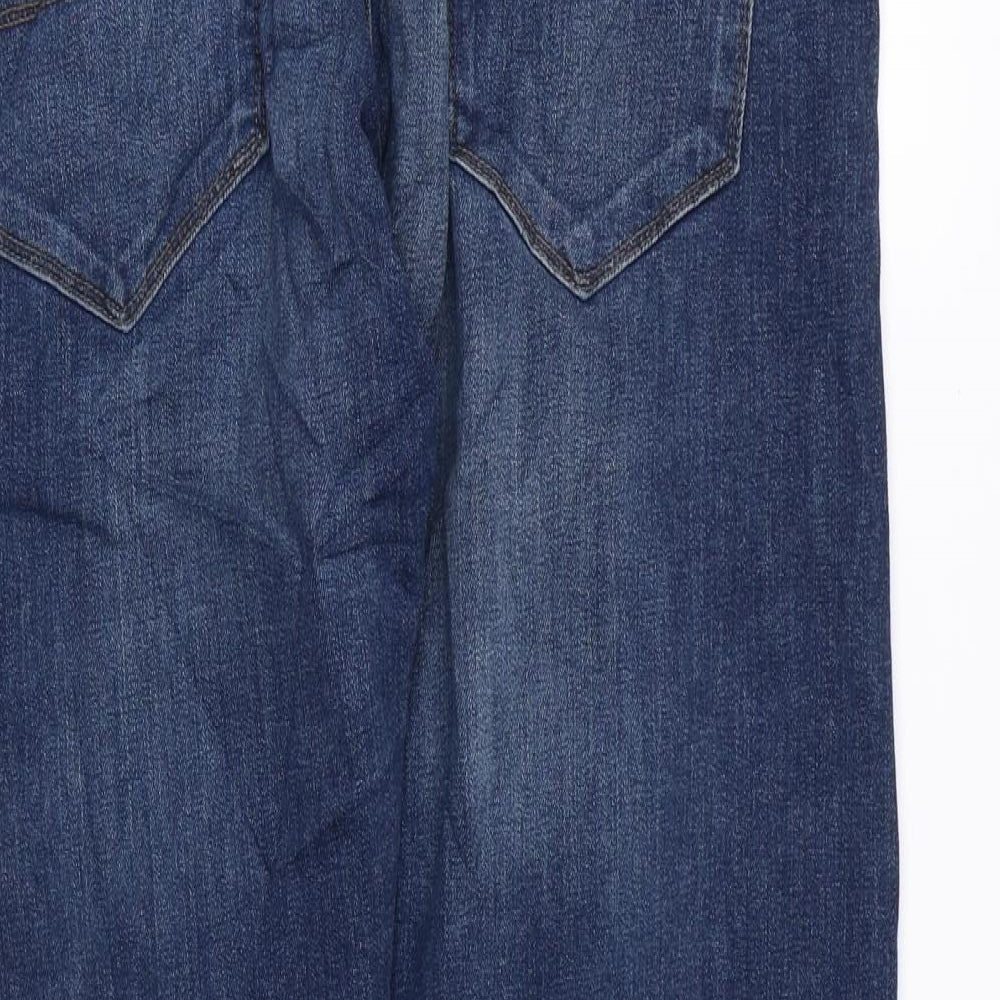 Marks and Spencer Womens Blue Cotton Straight Jeans Size 34 in L29 in Regular Zip
