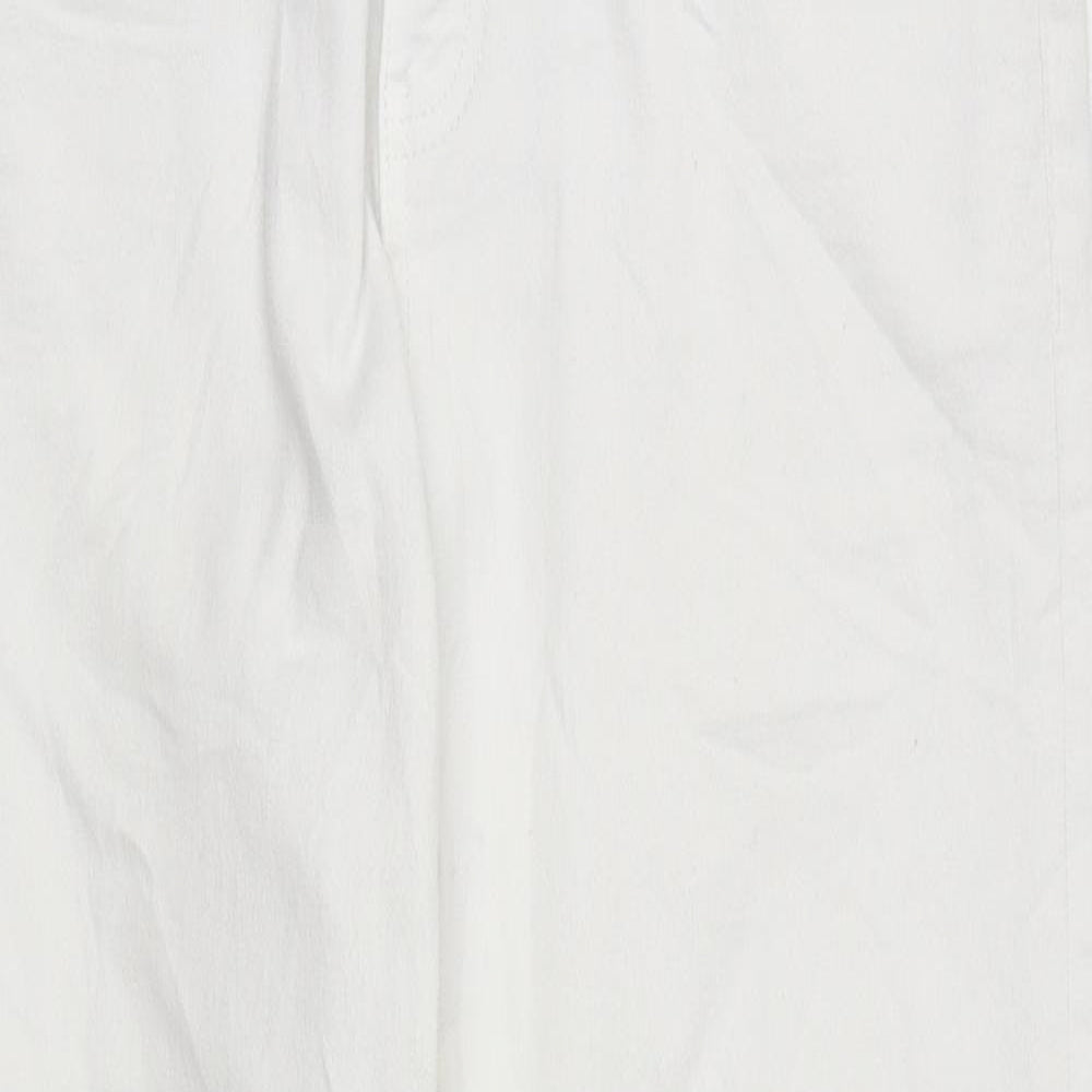Marks and Spencer Womens White Cotton Skinny Jeans Size 12 L25 in Regular Zip
