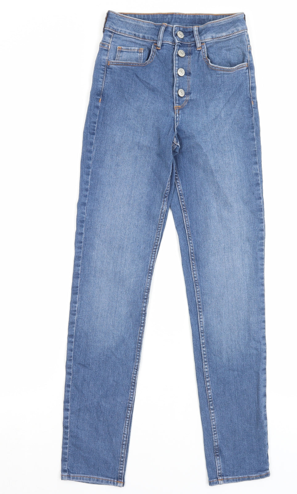 H&M Womens Blue Cotton Skinny Jeans Size 25 in L28 in Regular Button