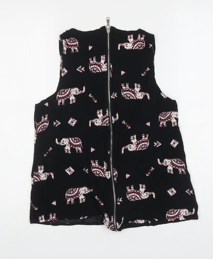 Paramour Womens Black Geometric Viscose Basic Tank Size S Scoop Neck - Elephants