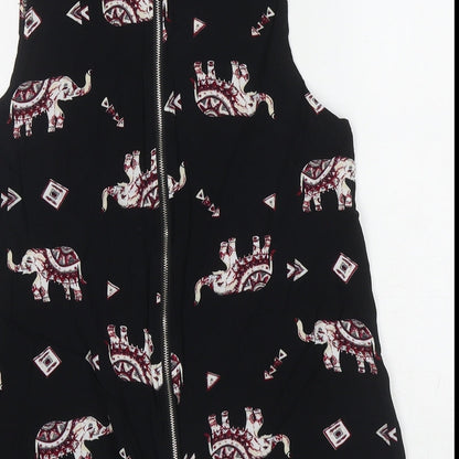 Paramour Womens Black Geometric Viscose Basic Tank Size S Scoop Neck - Elephants