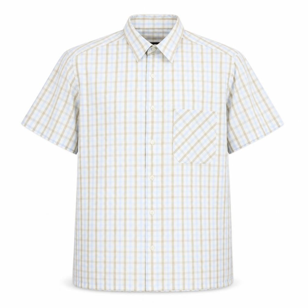 NEXT Mens White Plaid Cotton Button-Up Size L Collared Button