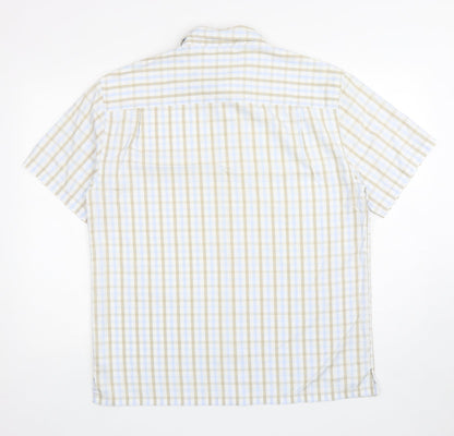 Next Mens White Plaid Cotton Button-Up Size L Collared Button