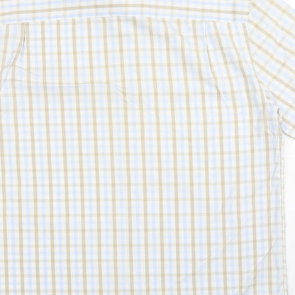 Next Mens White Plaid Cotton Button-Up Size L Collared Button