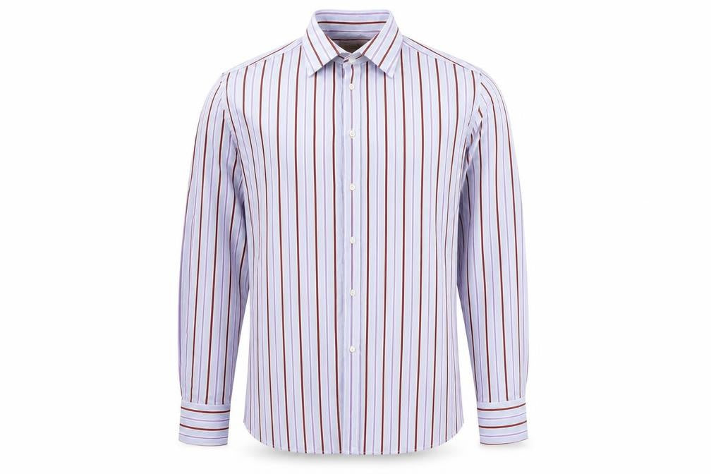 Marks & Spencer Mens Blue Striped Cotton Button-Up Size L Collared Button