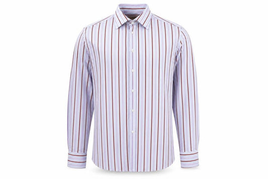 Marks & Spencer Mens Blue Striped Cotton Button-Up Size L Collared Button