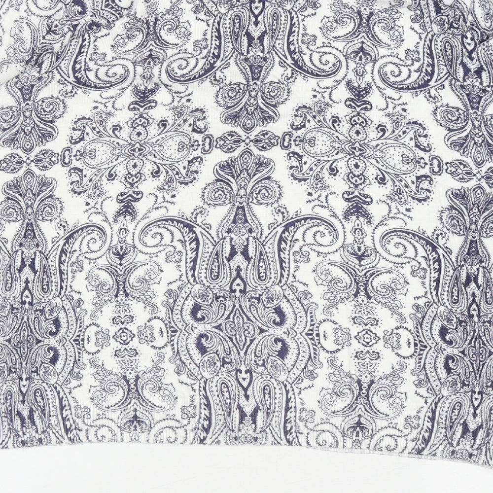 Marks and Spencer Womens White Round Neck Paisley Viscose Cardigan Jumper Size 12