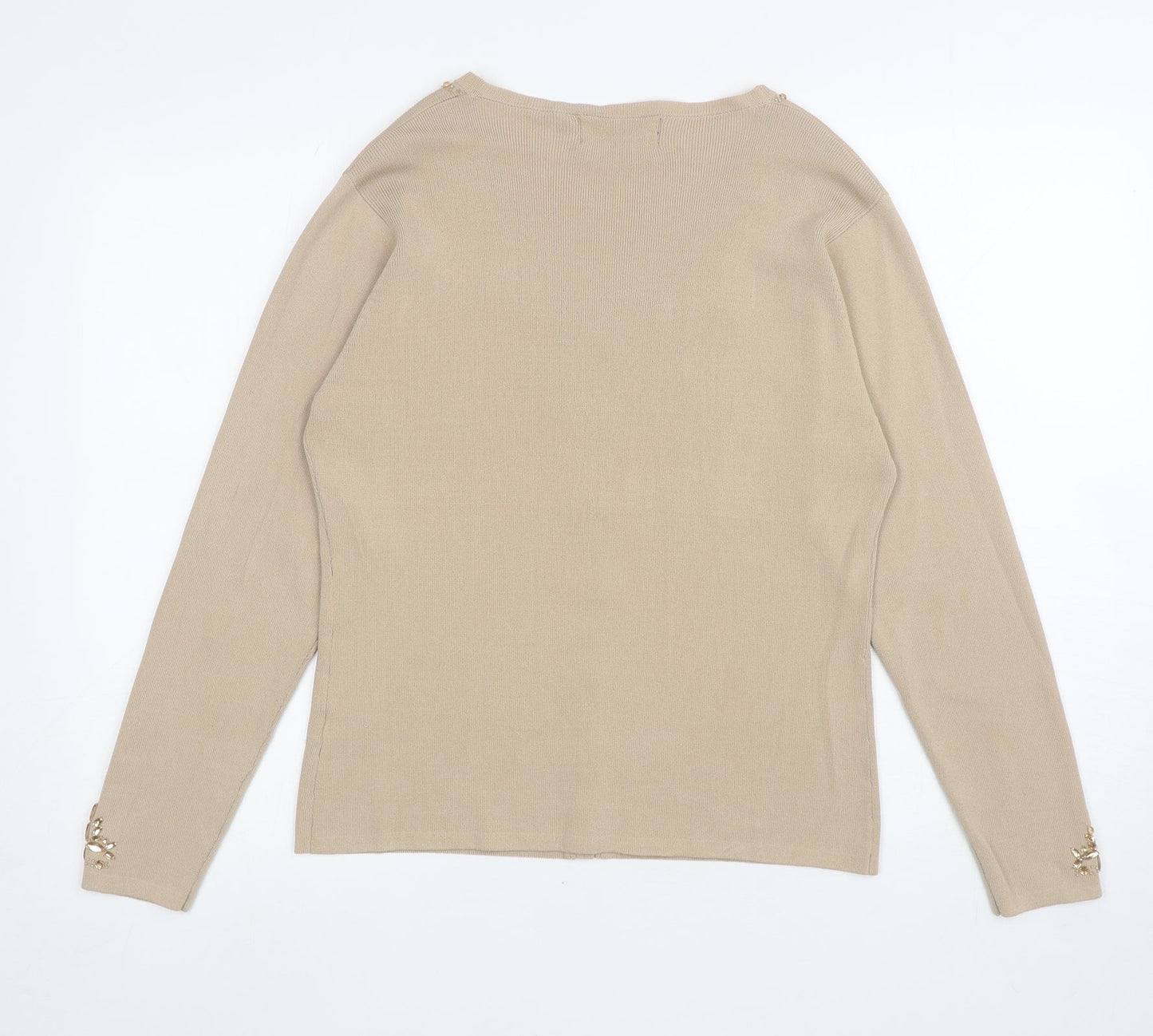 Reflect Womens Beige V-Neck Viscose Cardigan Jumper Size M