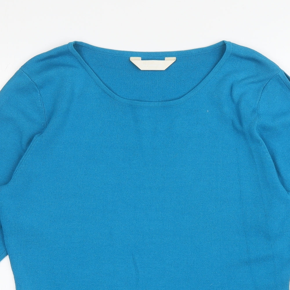 For Women Womens Blue Round Neck Viscose Pullover Jumper Size 16 - Cut out arms