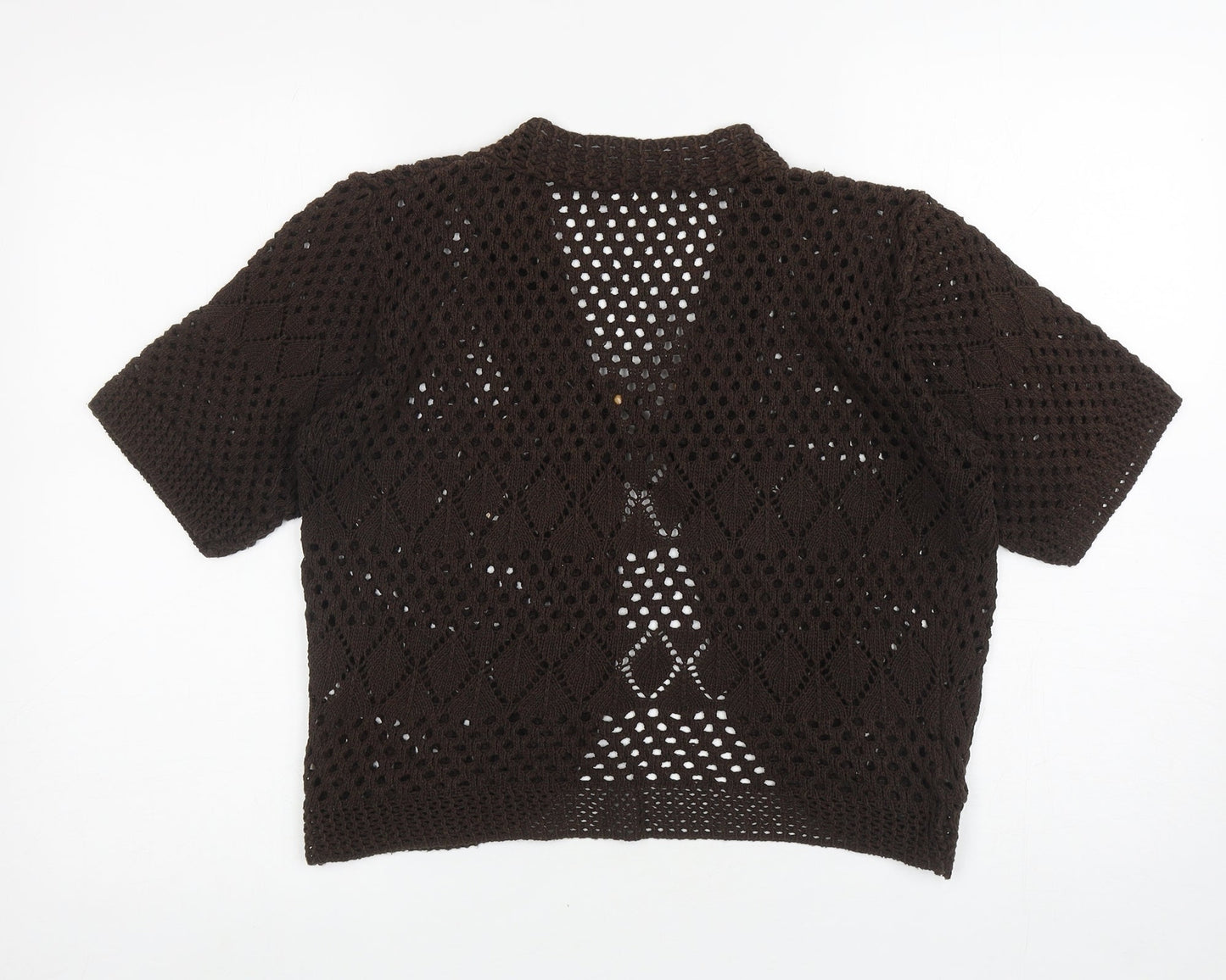 Remel London Womens Brown V-Neck Cotton Cardigan Jumper Size L - Tie