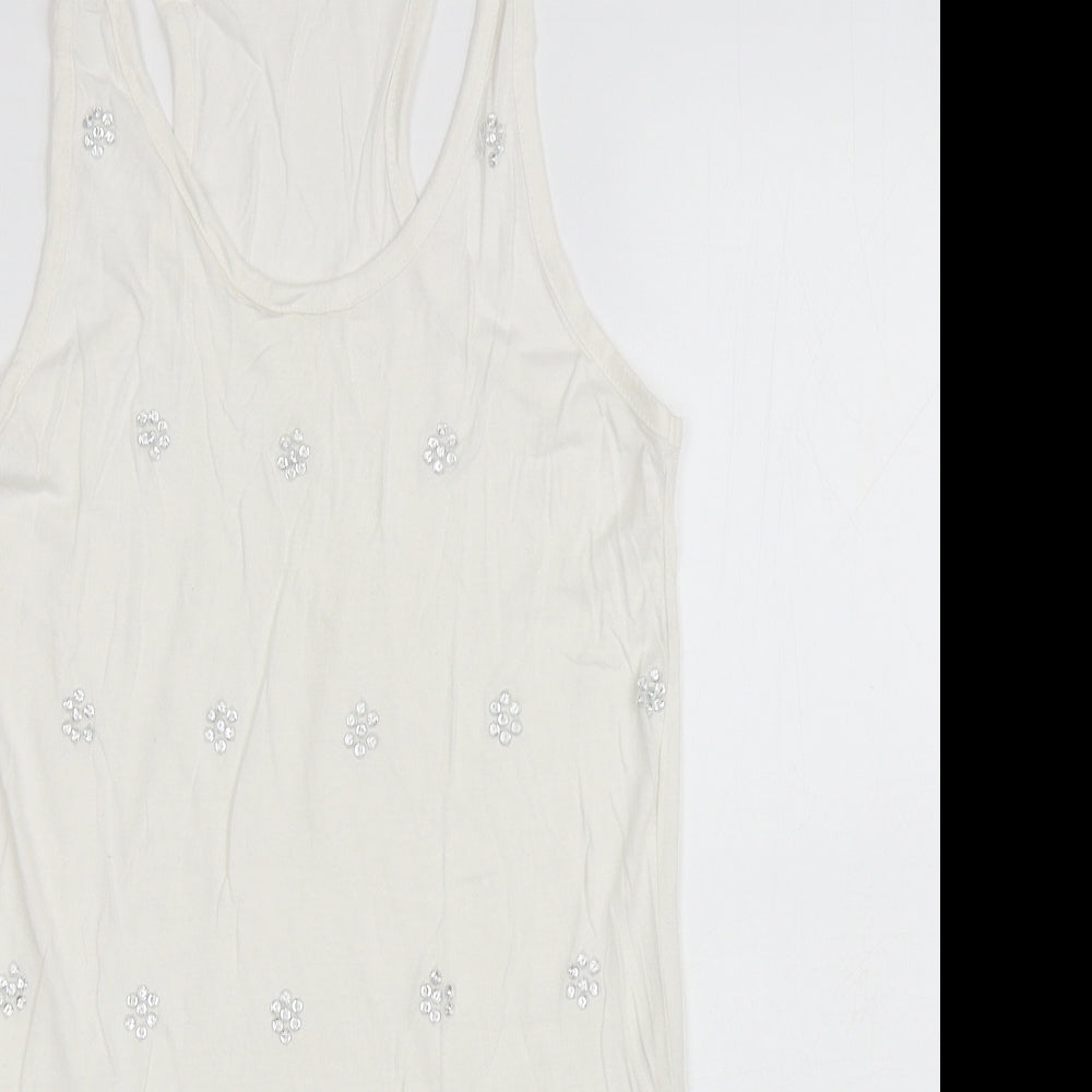 Atmosphere Womens Ivory Cotton Basic Tank Size 6 Scoop Neck