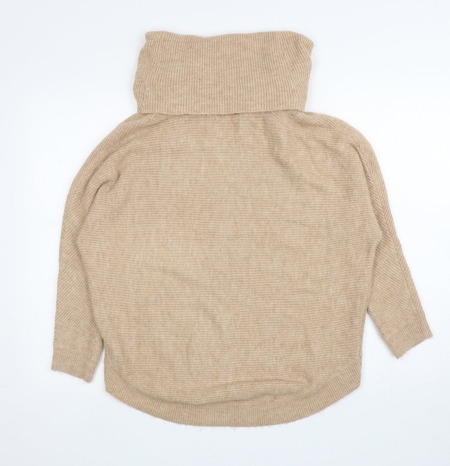 Miss Selfridge Womens Beige Roll Neck Acrylic Pullover Jumper Size 10