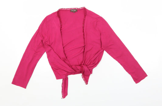 Phase Eight Womens Pink Viscose Cropped Blouse Size 8 Scoop Neck - Tie Front