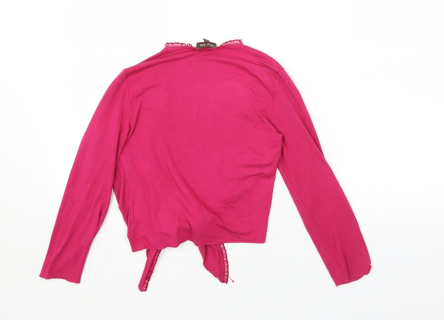 Phase Eight Womens Pink Viscose Cropped Blouse Size 8 Scoop Neck - Tie Front