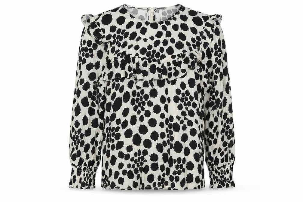 NEXT Womens Ivory Polka Dot Viscose Basic Blouse Size 10 Round Neck