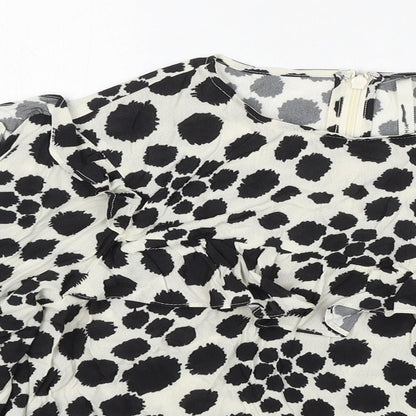 Next Womens Ivory Polka Dot Viscose Basic Blouse Size 10 Round Neck