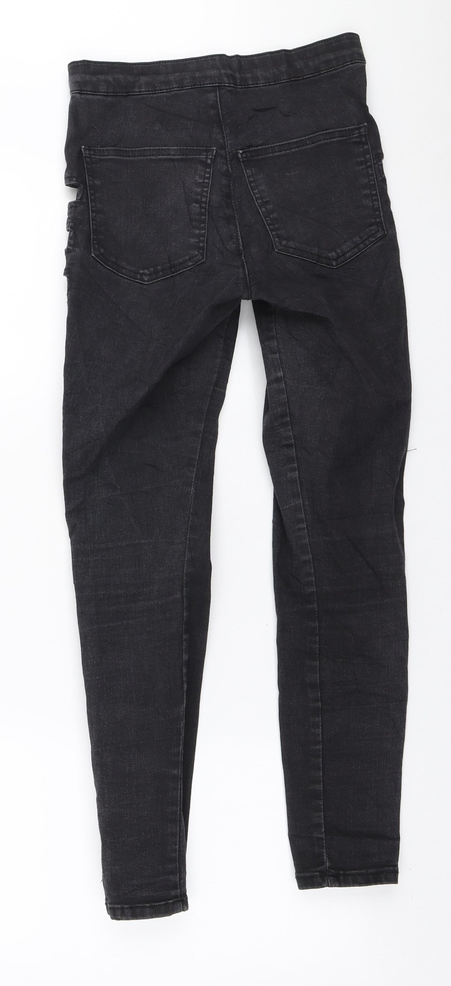 Topshop Womens Black Cotton Skinny Jeans Size 28 in L30 in Regular Zip - Side cut outs