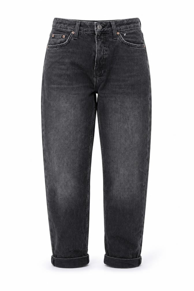 Topshop Womens Black Cotton Mom Jeans Size 25 in L32 in Regular Zip