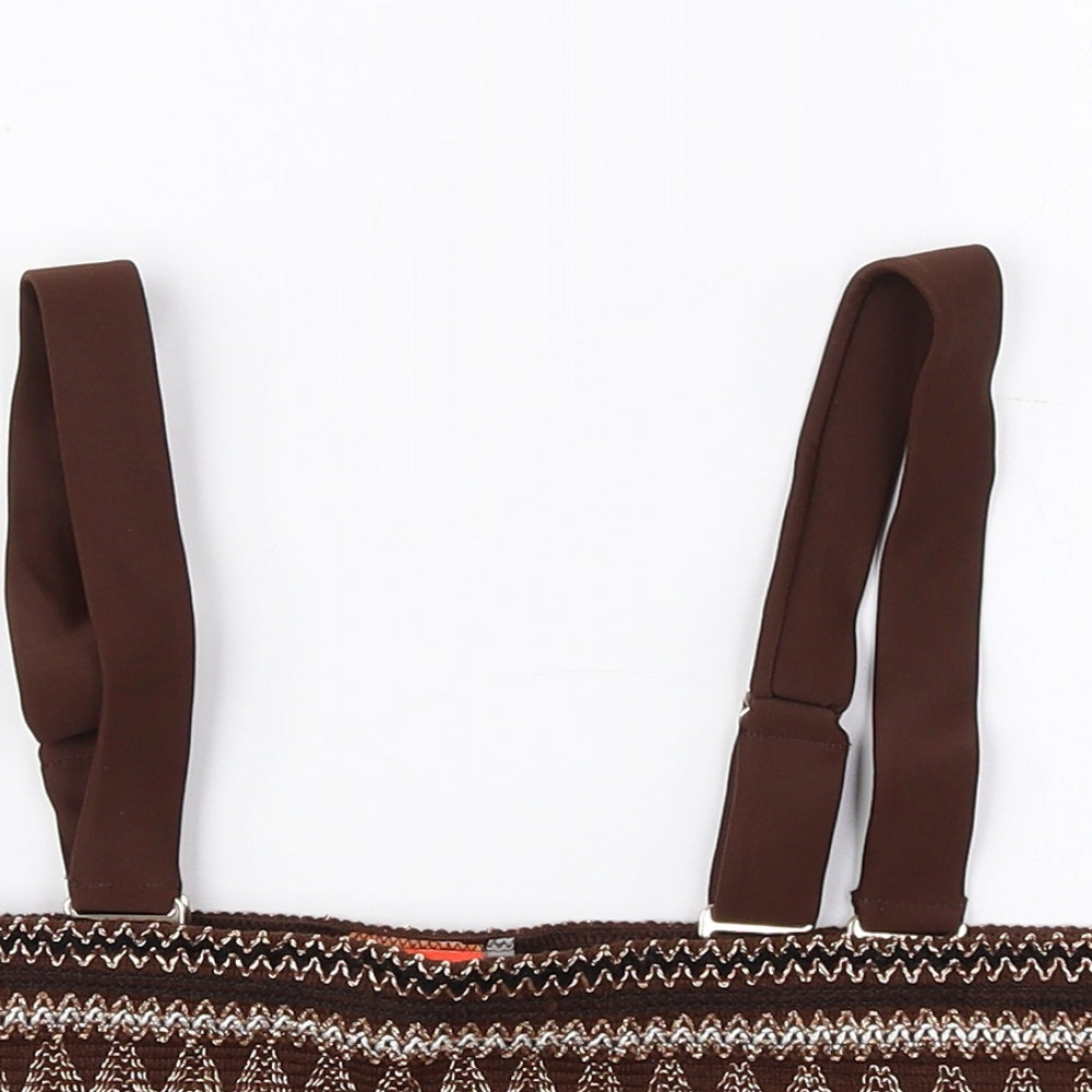 River Island Womens Brown Geometric Polyester Cropped Tank Size 10 Square Neck