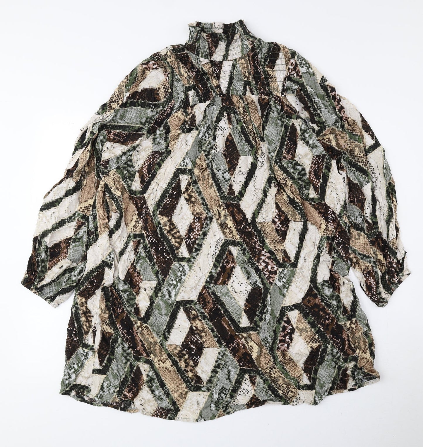H&M Womens Multicoloured Geometric Viscose Shift Size 8 High Neck Pullover