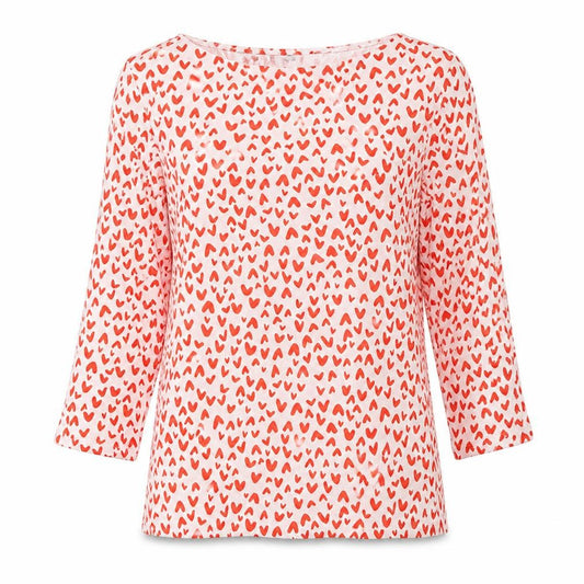 Marks and Spencer Womens Red Geometric Cotton Basic Blouse Size 10 Boat Neck