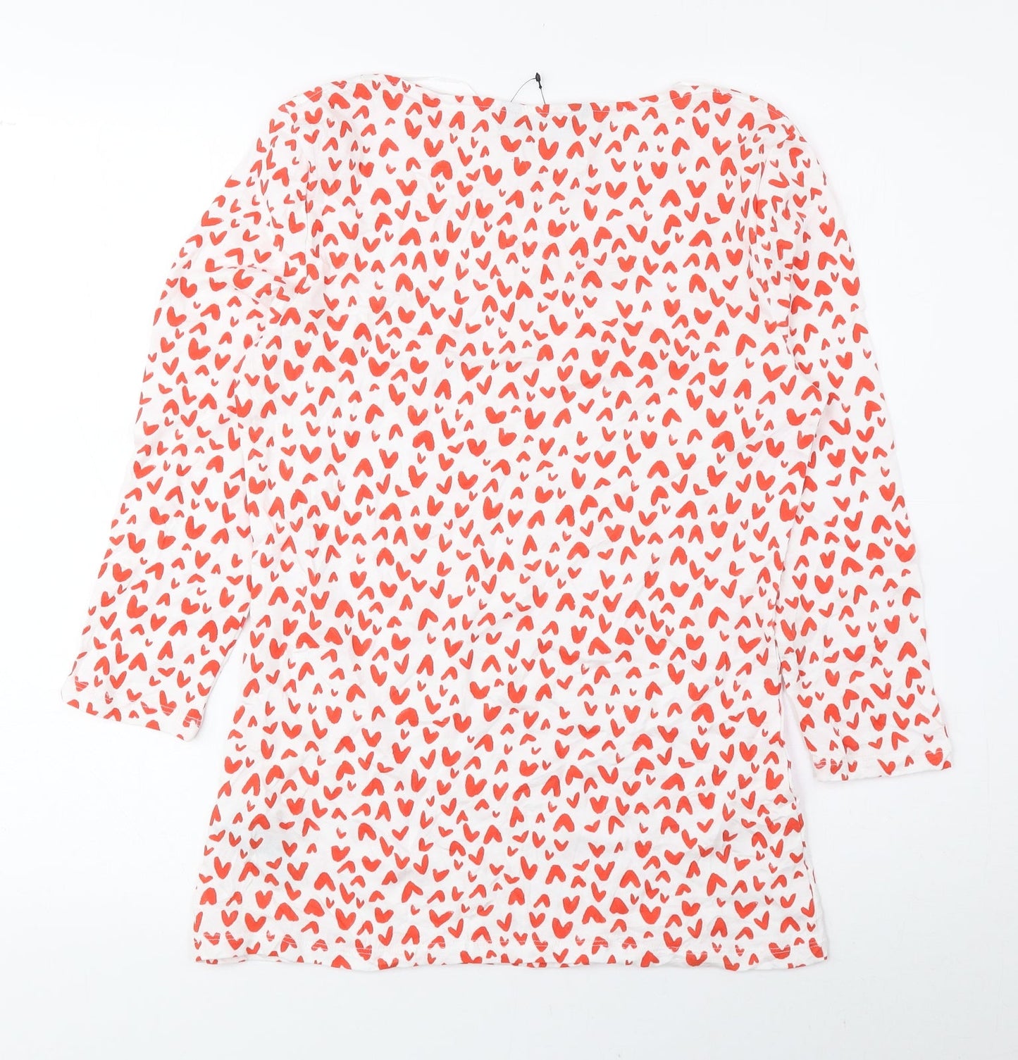 Marks and Spencer Womens Red Geometric Cotton Basic Blouse Size 10 Boat Neck
