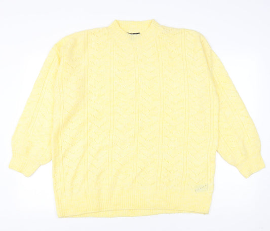 ESMARA Womens Yellow Mock Neck Polyester Pullover Jumper Size 14