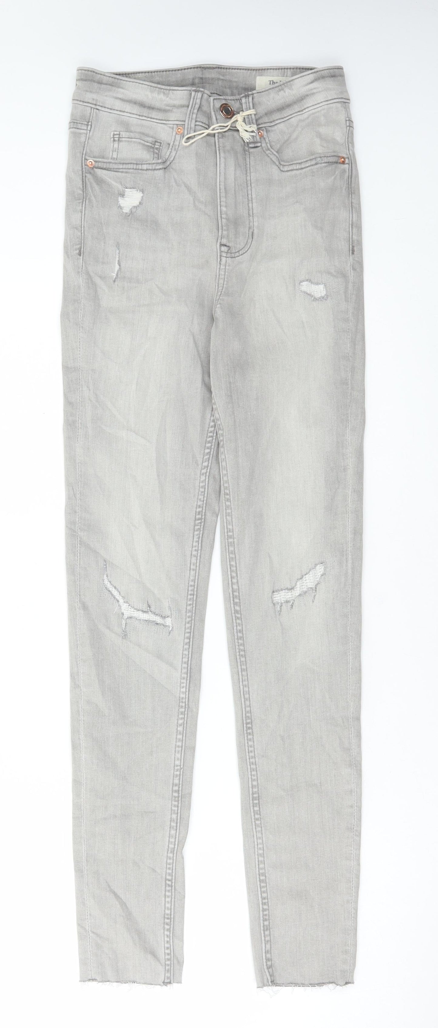 Marks and Spencer Womens Grey Cotton Skinny Jeans Size 6 L28 in Regular Button