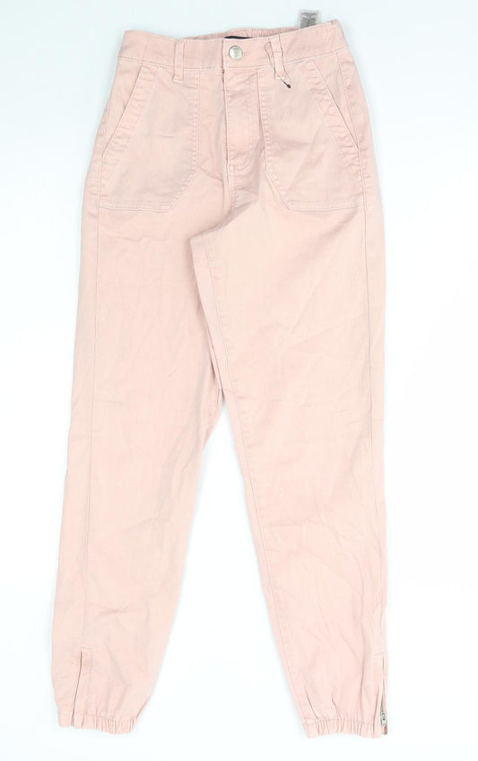 Marks and Spencer Womens Pink Cotton Tapered Jeans Size 6 L27 in Regular Button