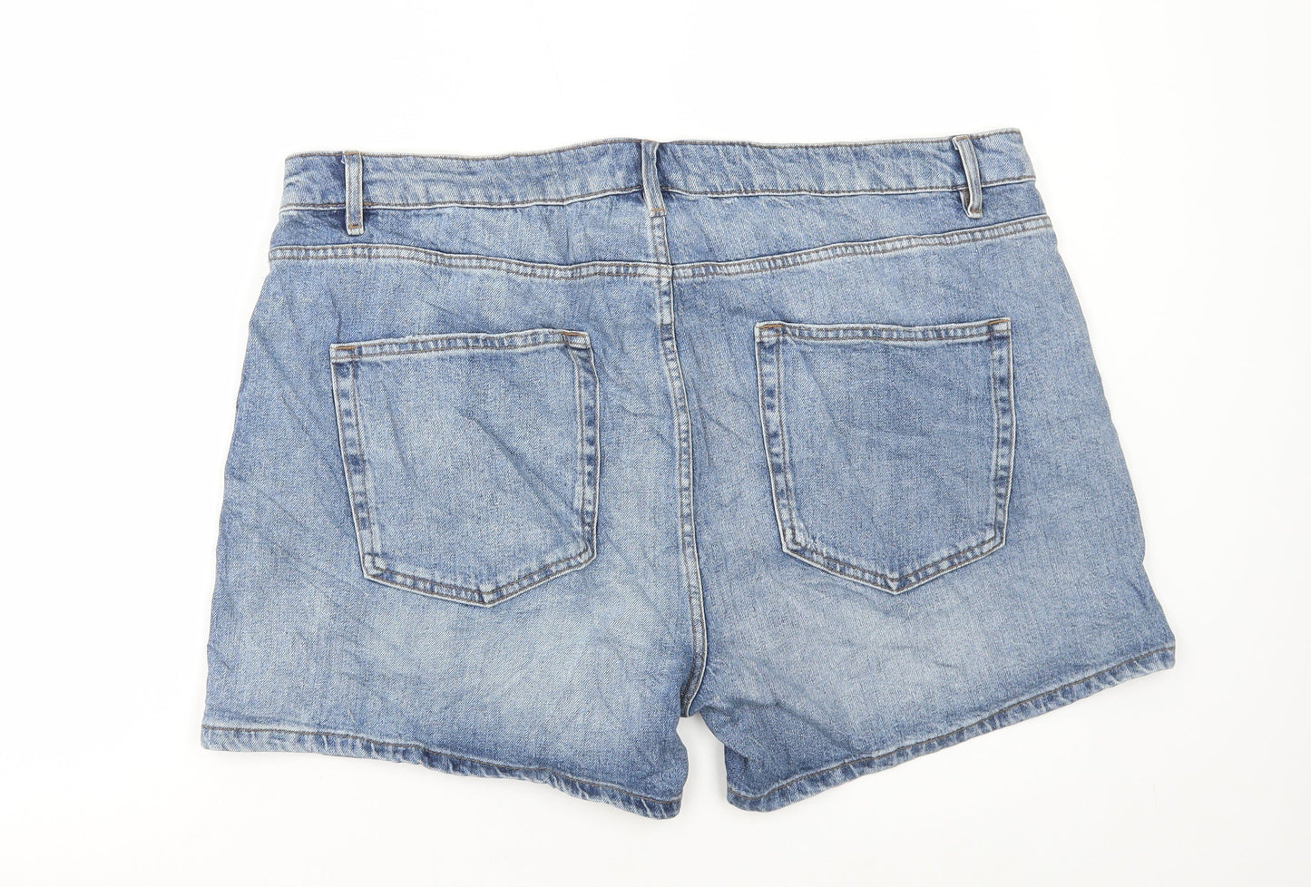 Marks and Spencer Womens Blue Cotton Bermuda Shorts Size 22 L5 in Regular Button
