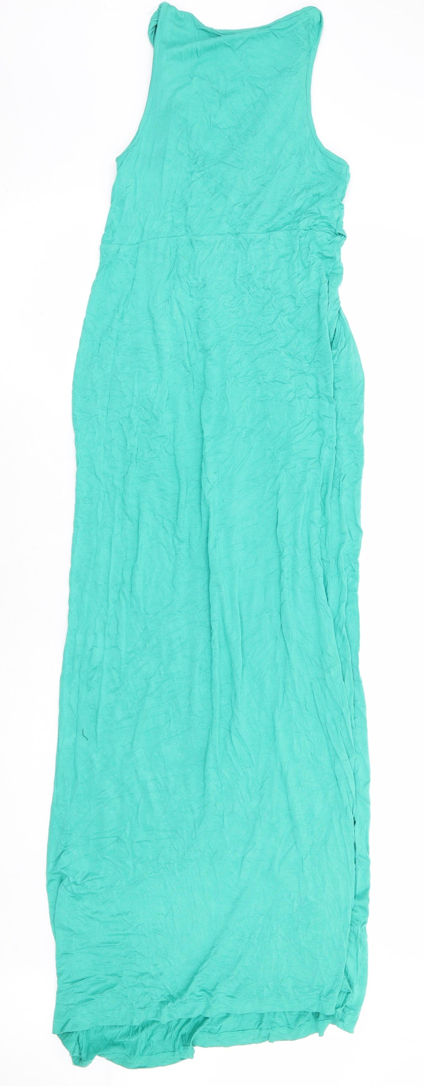 Geri by NEXT Womens Green Viscose Maxi Size 8 V-Neck Pullover