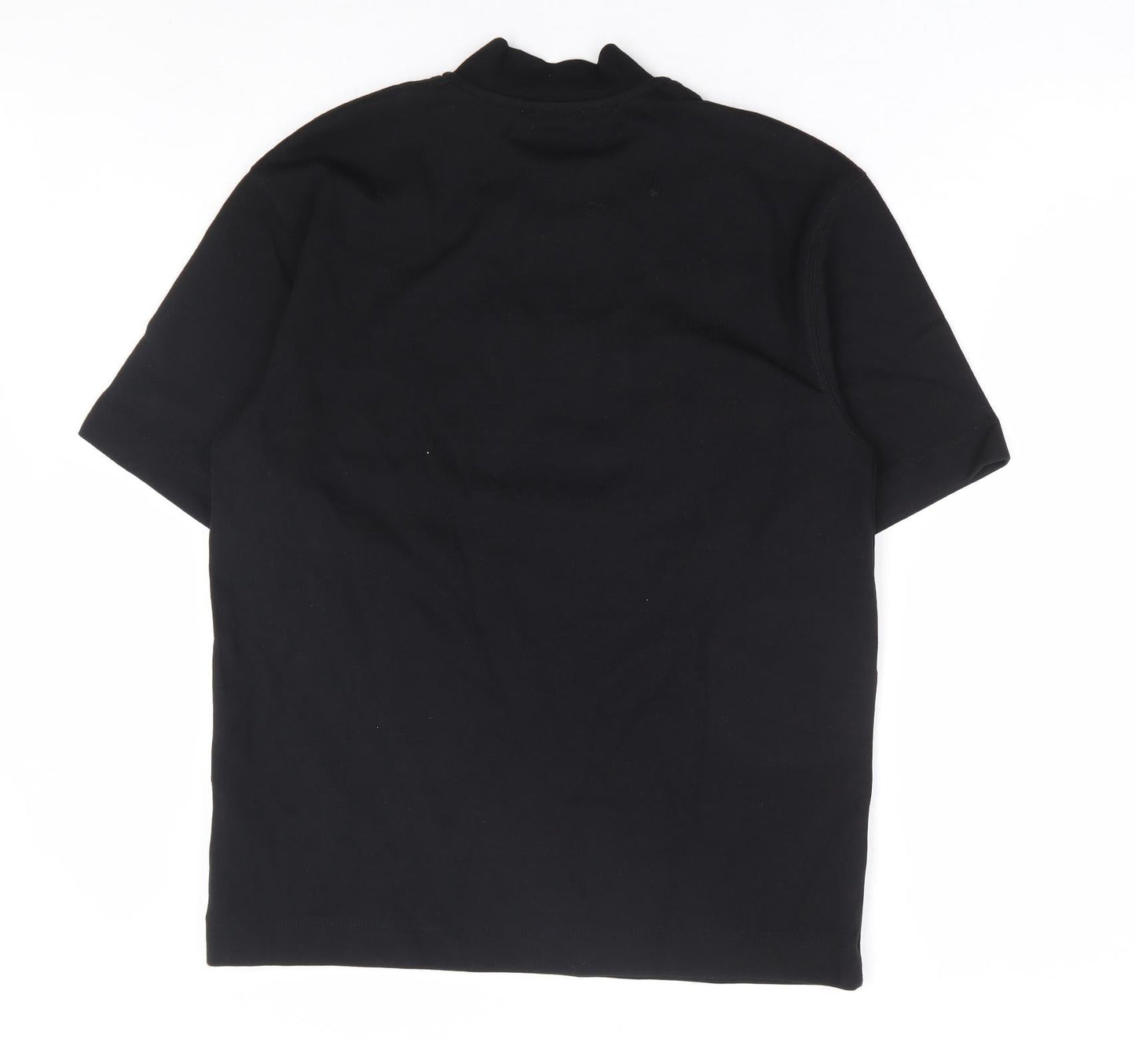 Zara Womens Black Cotton Basic T-Shirt Size M Mock Neck