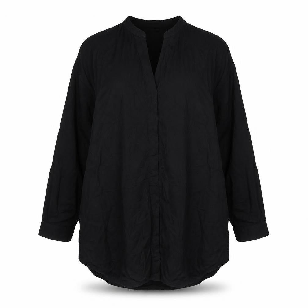H&M Womens Black Viscose Basic Blouse Size 8 V-Neck