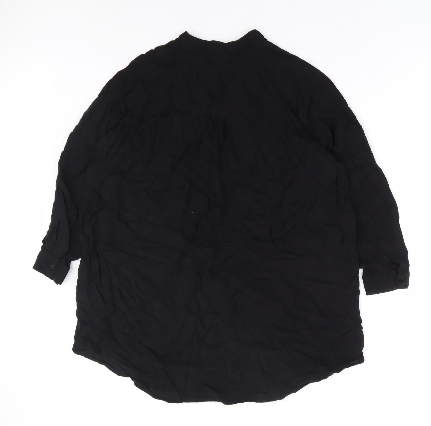 H&M Womens Black Viscose Basic Blouse Size 8 V-Neck