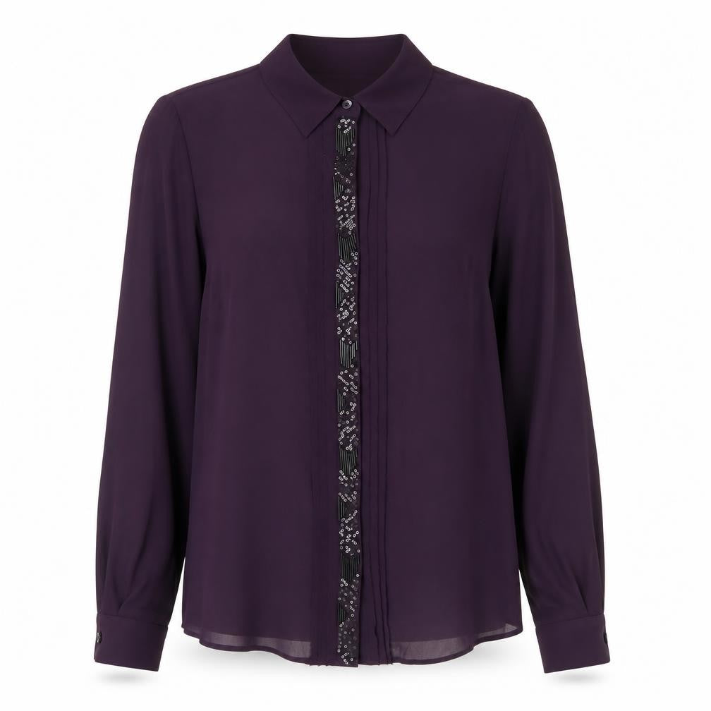 Planet Womens Purple Polyester Basic Button-Up Size 8 Collared