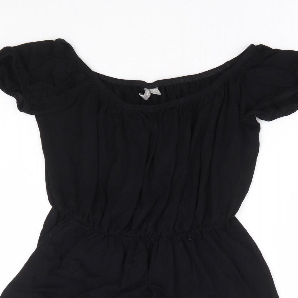 ASOS Womens Black Polyester Playsuit One-Piece Size 8 Pullover - Pom Pom Trim