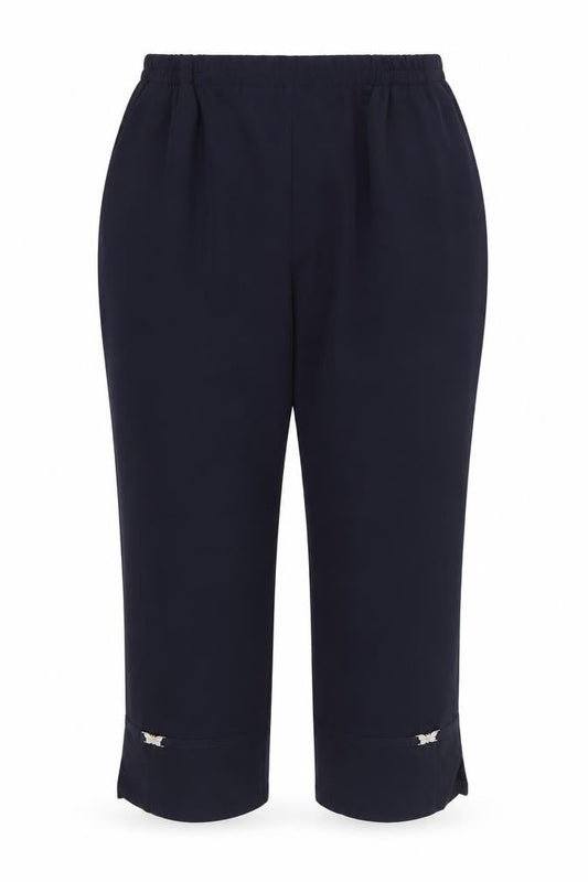 Afibel Womens Blue Polyester Cropped Trousers Size 14 L22 in Regular - Butterfly