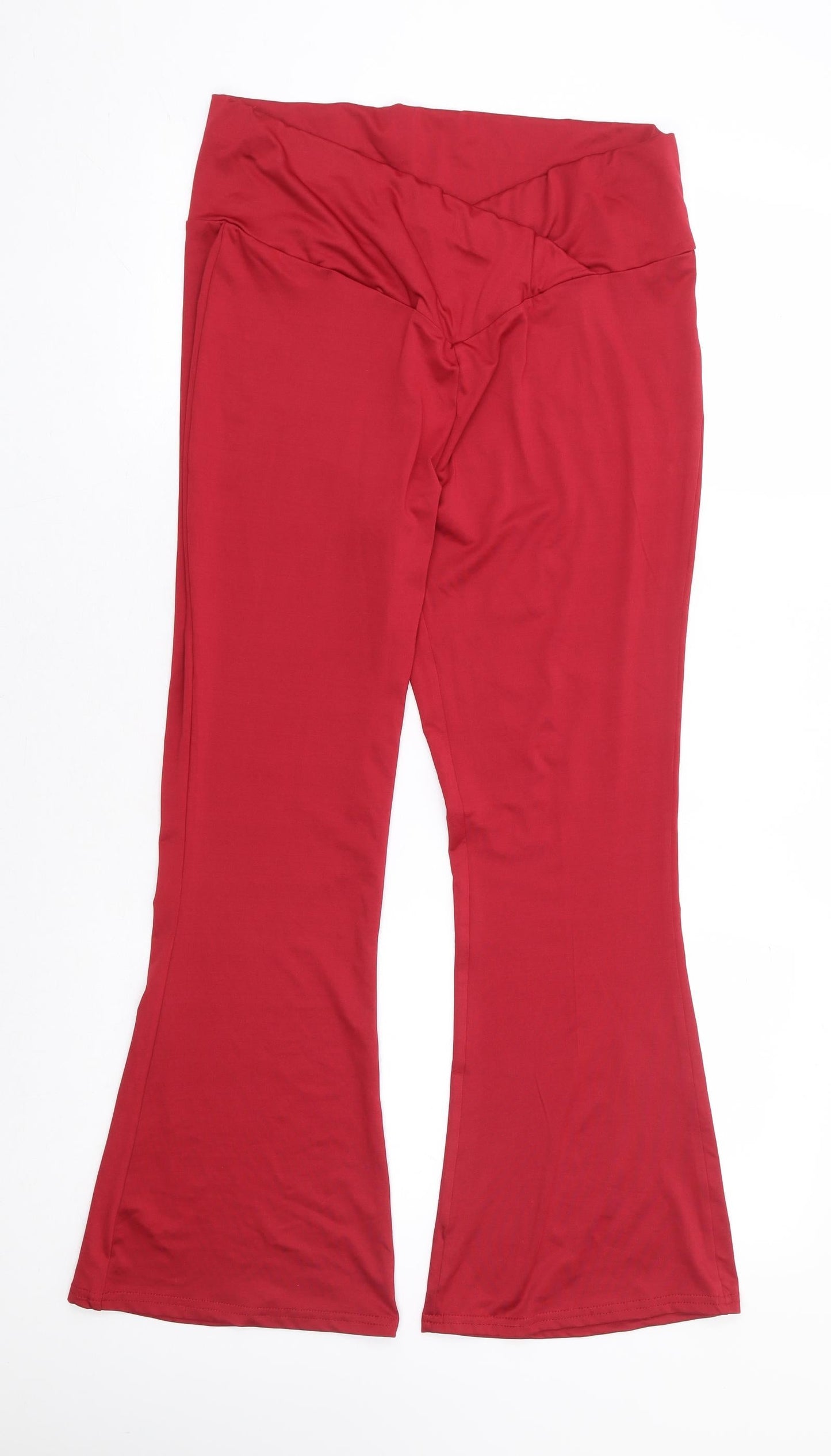 Preworn Womens Red Polyester Trousers Size XL L27 in Regular - Cross Front