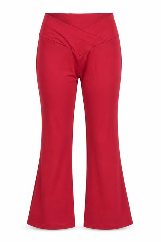 Preworn Womens Red Polyester Trousers Size XL L27 in Regular - Cross Front