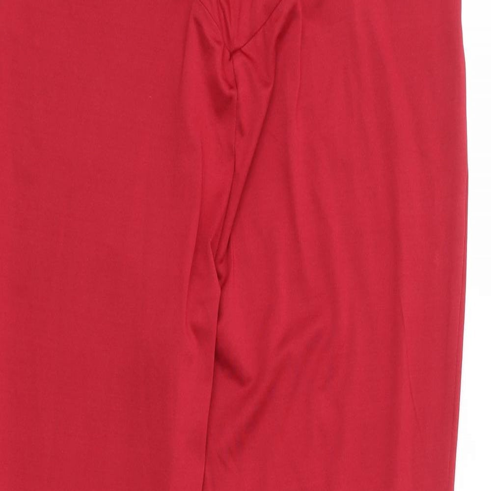 Preworn Womens Red Polyester Trousers Size XL L27 in Regular - Cross Front