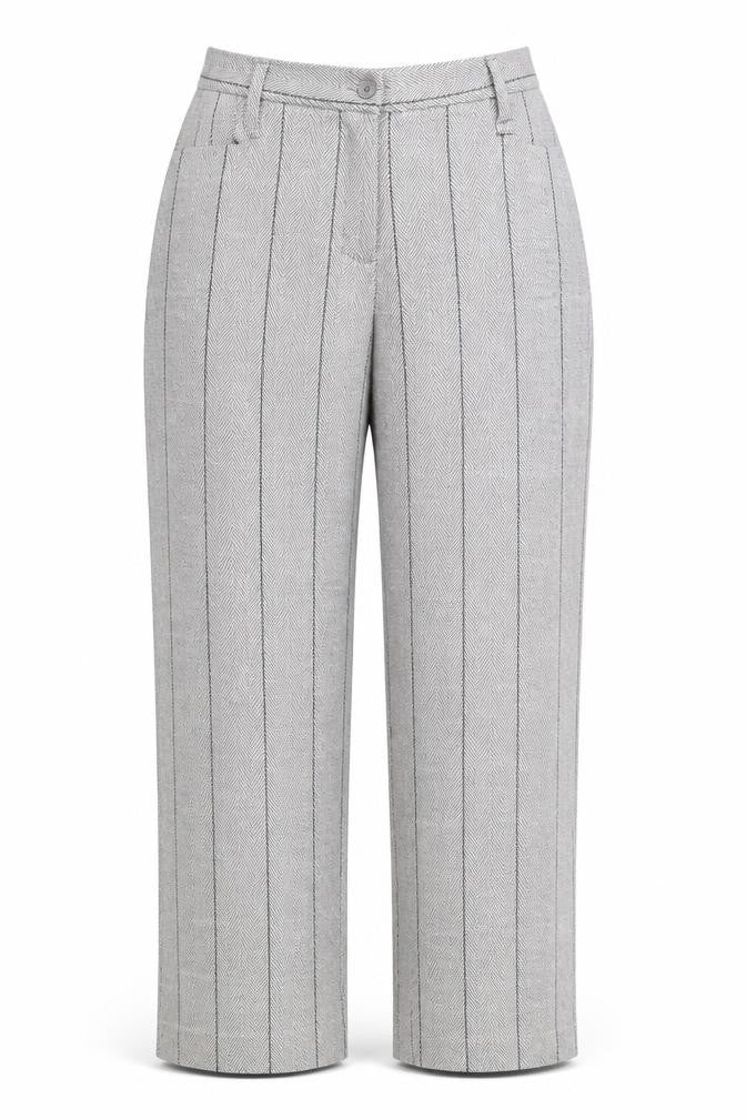 Cotton Traders Womens Grey Plaid Polyester Trousers Size 14 L31 in Regular Zip