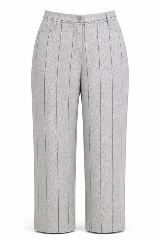 Cotton Traders Womens Grey Plaid Polyester Trousers Size 14 L31 in Regular Zip