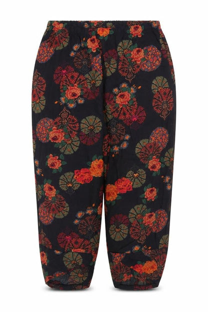 Preworn Womens Blue Floral Polyester Cropped Trousers Size 34 in L25 in Regular