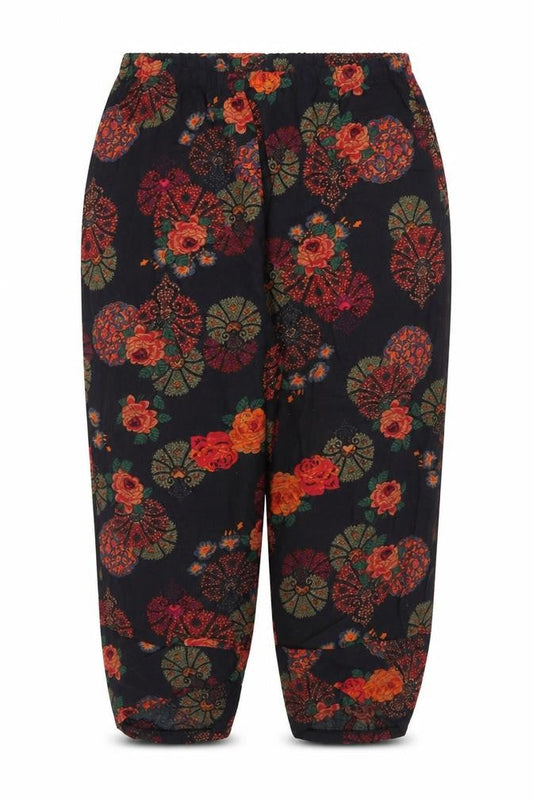 Preworn Womens Blue Floral Polyester Cropped Trousers Size 34 in L25 in Regular